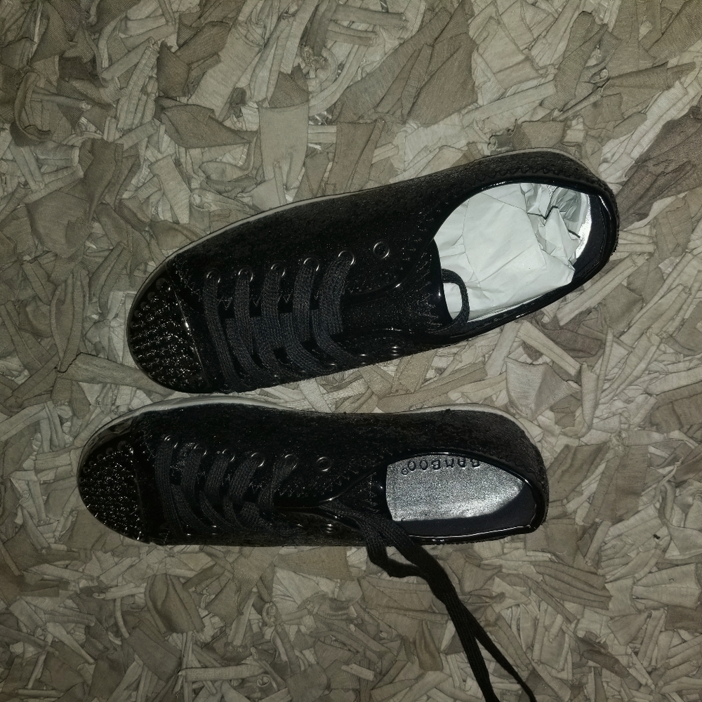 Studded glitter black sneakers